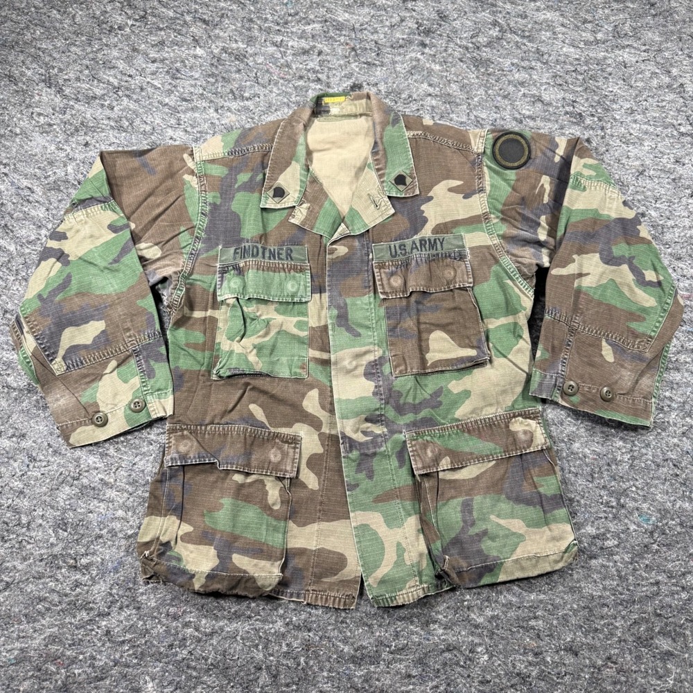 Vintage US Army Woodland Camo BDU Ripstop Field Jacket Coat Hot Weather Small